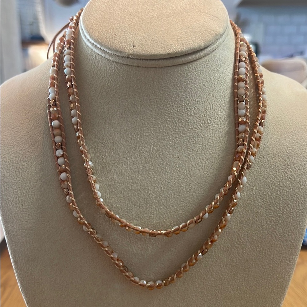 Victoria Emerson Gold and White Beaded Necklace